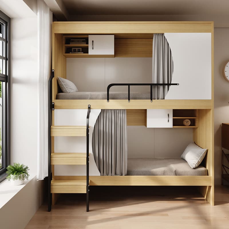 Space capsule bunk bed youth hostel bed and breakfast thickened double apartment bed home small apartment steel wood high and low bed 2