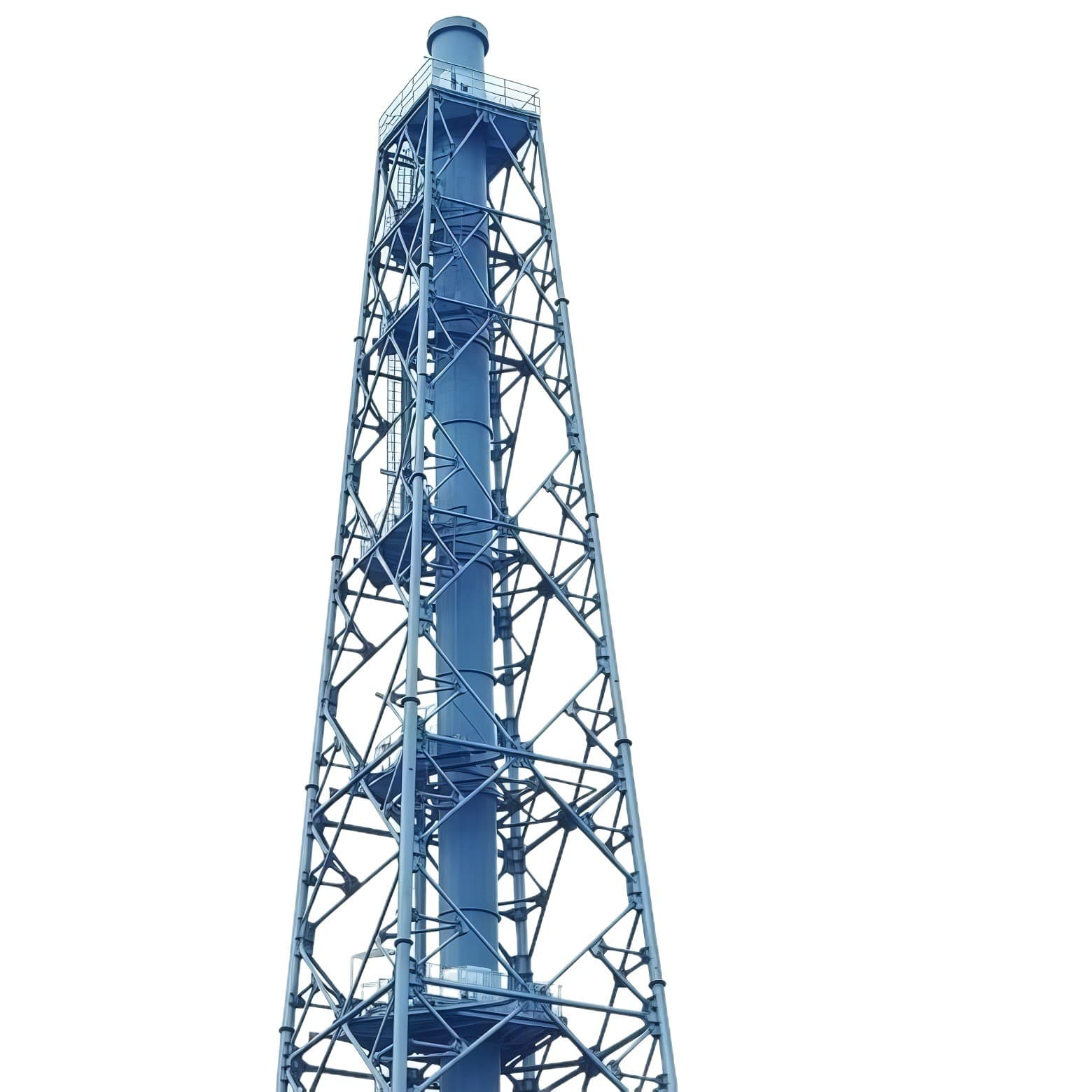 Wind-resistant and earthquake-resistant exhaust stack tower fiberglass chimney support tower carbon steel chimney fixed frame PP chimney tic-tac-toe frame 5