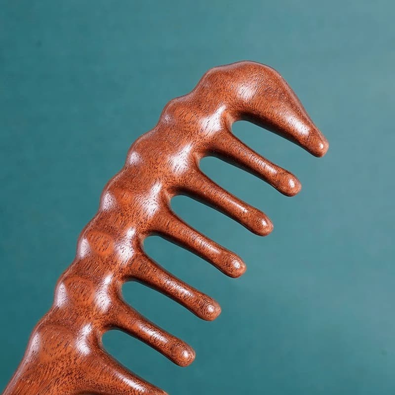Organic curly anti-static massager golden sandalwood, brush 4