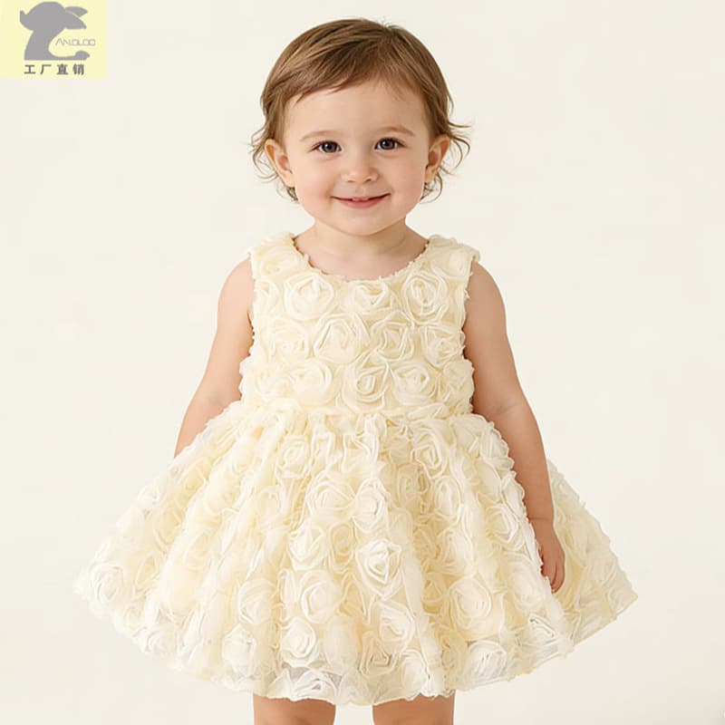 Summer dress girl's sleevless, elegant girl's skirt, small princess costume, bright catchy style 1