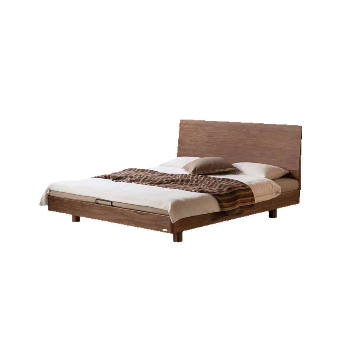 Solid wood bed modern minimalist North American black walnut suspended bed single bed black label bedroom double bed home large bed 5