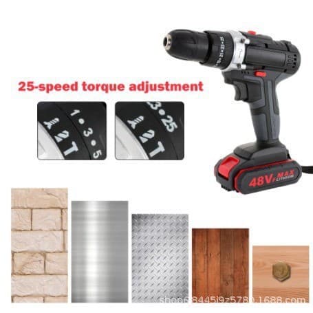 Electric drill, screwdriver, lithium battery, wireless wrench, set 4