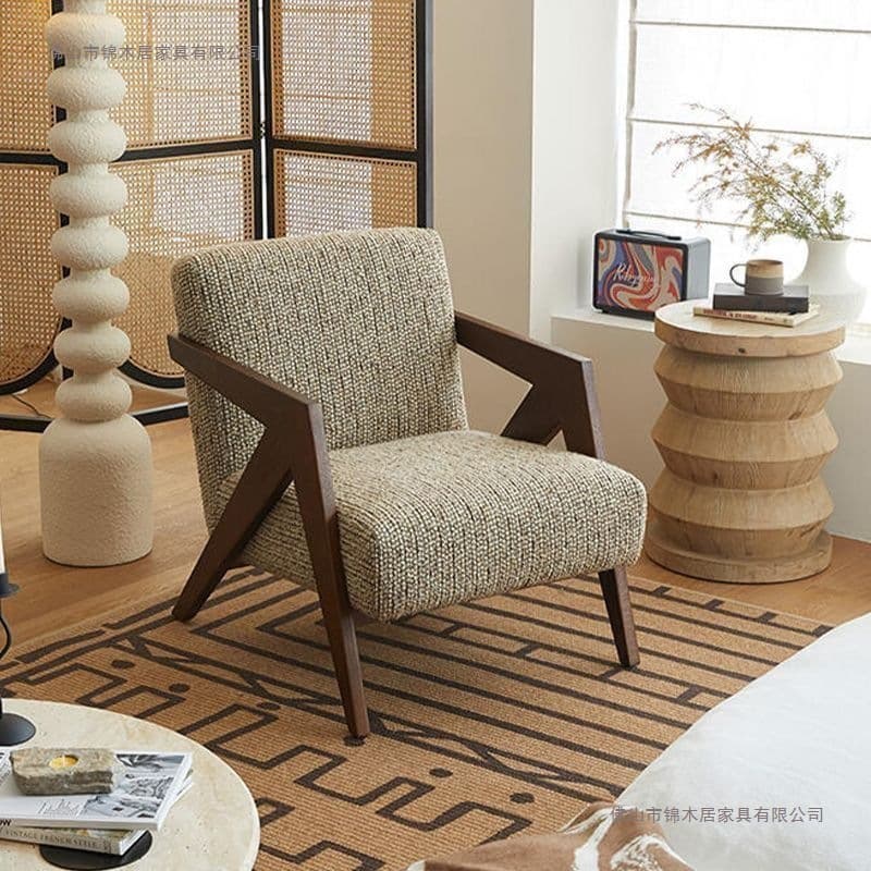 Richard single sofa chair French medieval living room balcony leisure chair solid wood designer lazy sofa chair 2