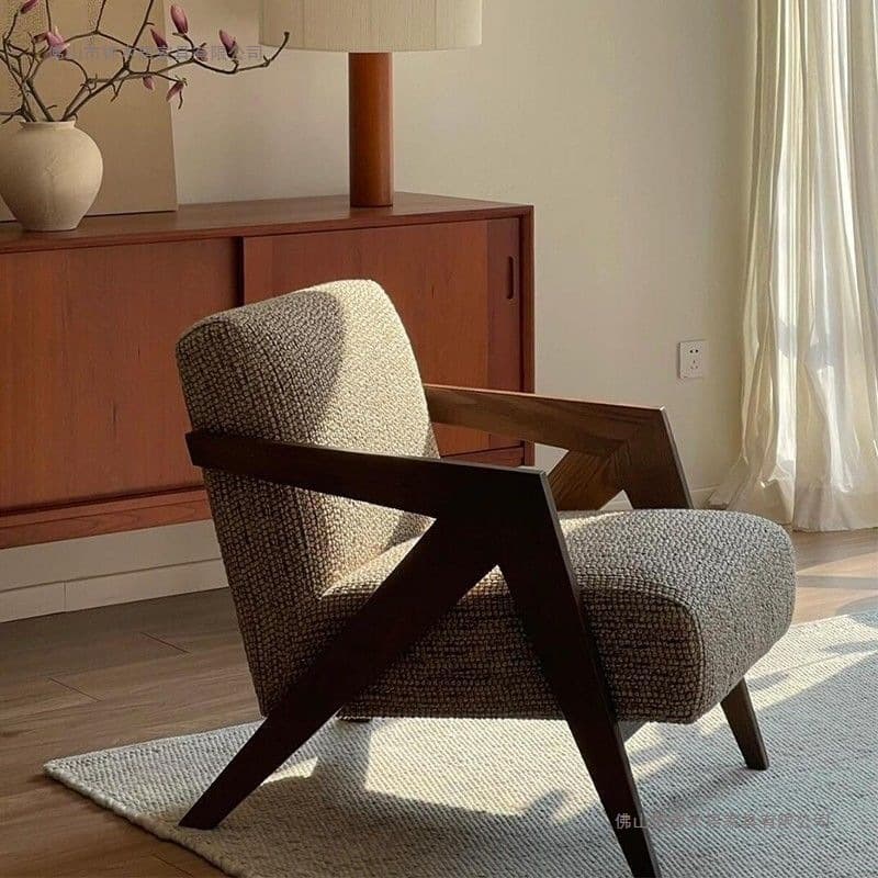 Richard single sofa chair French medieval living room balcony leisure chair solid wood designer lazy sofa chair 3