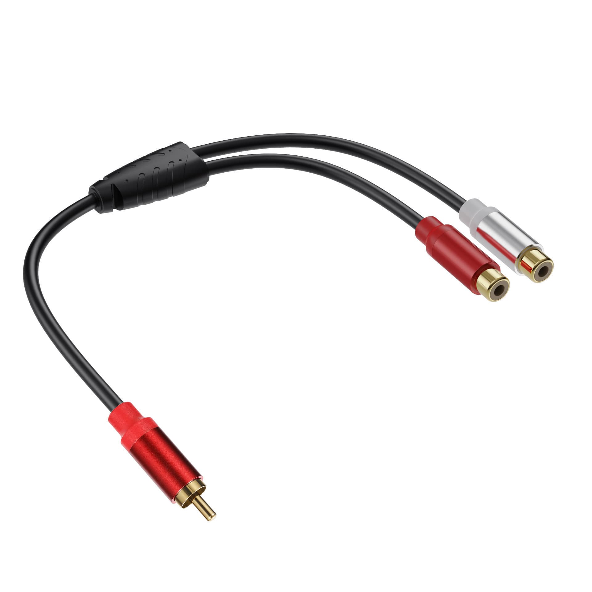 Super soft metal shell Gold copper core RCA one point two lotus one lotus, one drag, two audio cable automobile power amplifier home theater 3