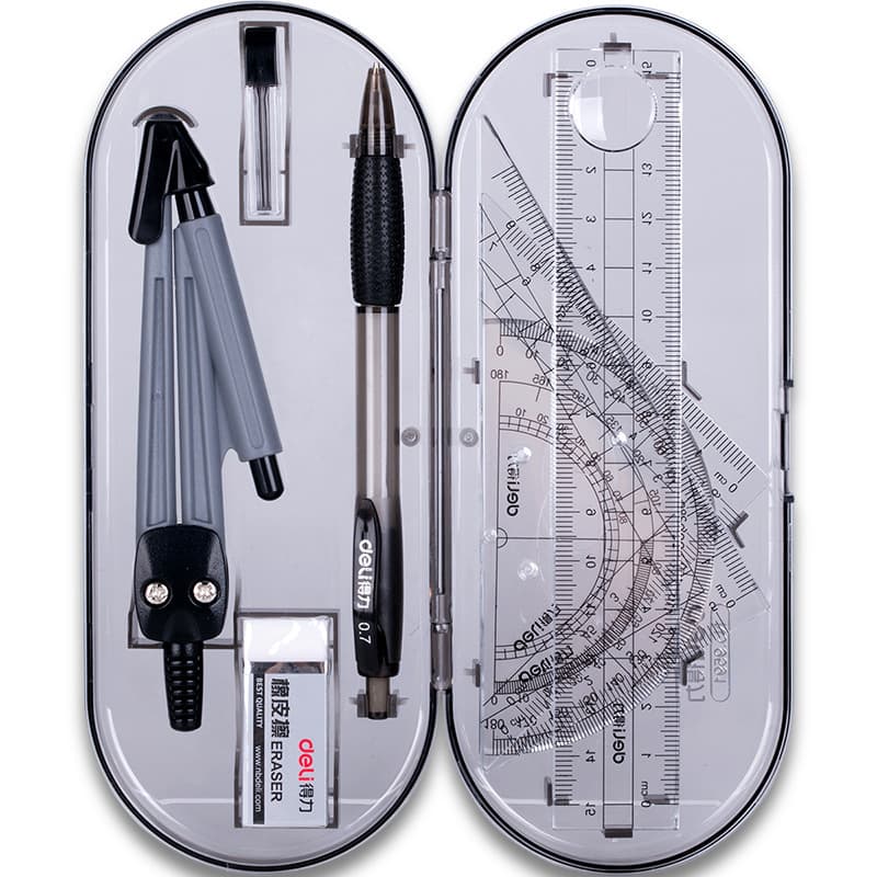 Deli 9591 professional drawing ruler junior high school student set ruler ruler compass student drawing set 5