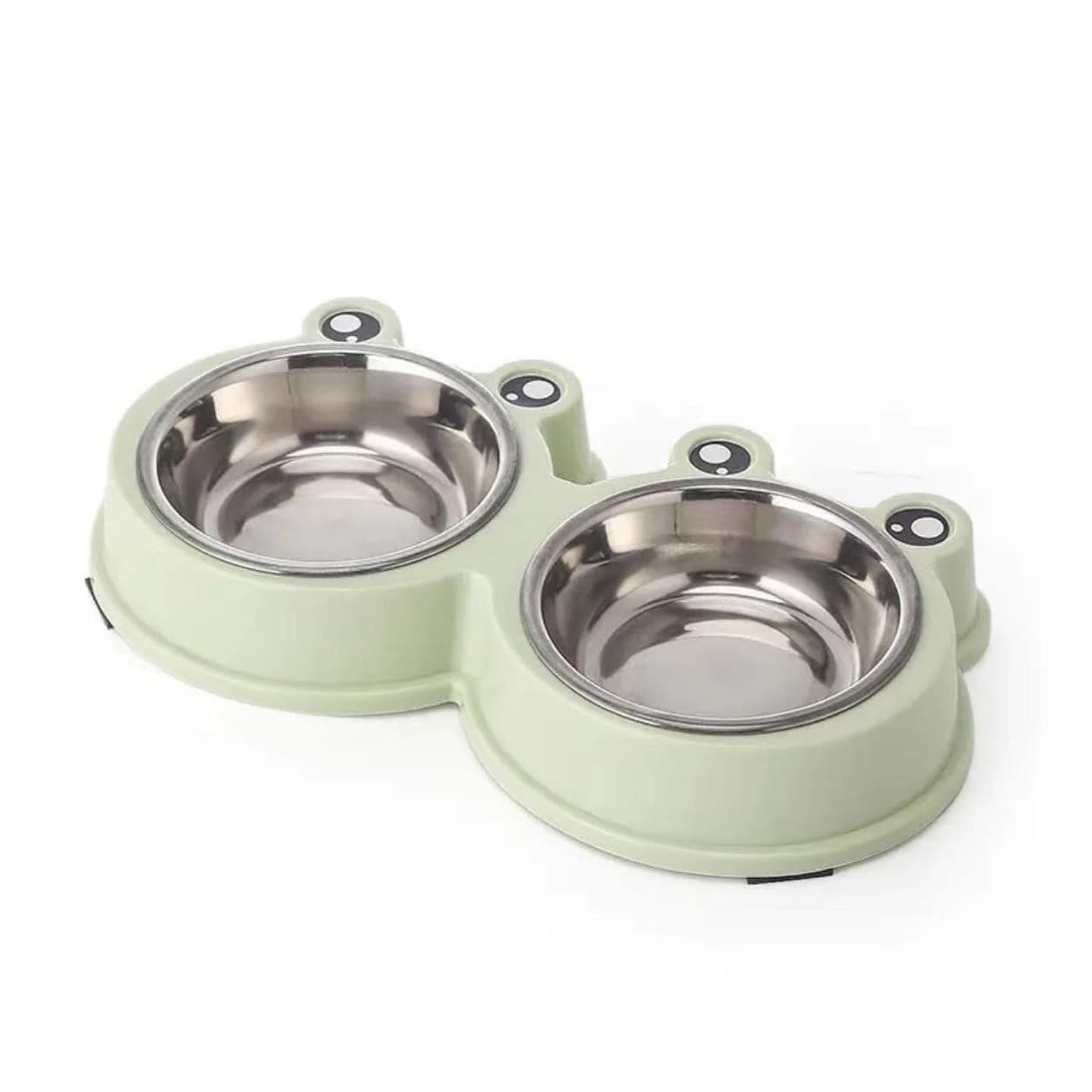 Pet Feeder Wholesale Cat Bowl Dog Bowl Stainless Steel Frog Double Bowl Durable Anti-Slip Pet Food Bowl Pet Supplies 5