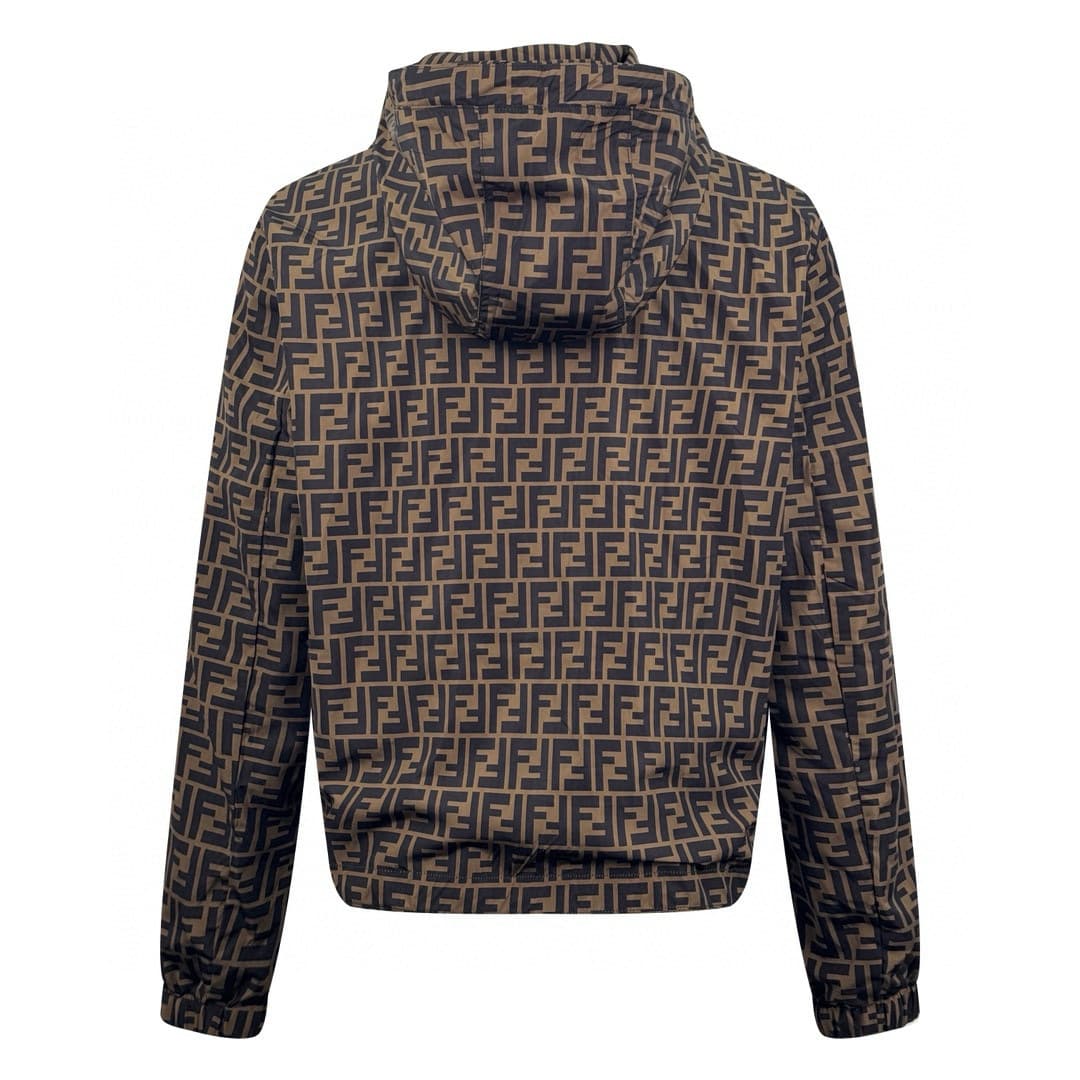 Foreign trade supply wholesale dense woven nylon fabric double F printed double-sided wear men's hooded jacket men jacket 2