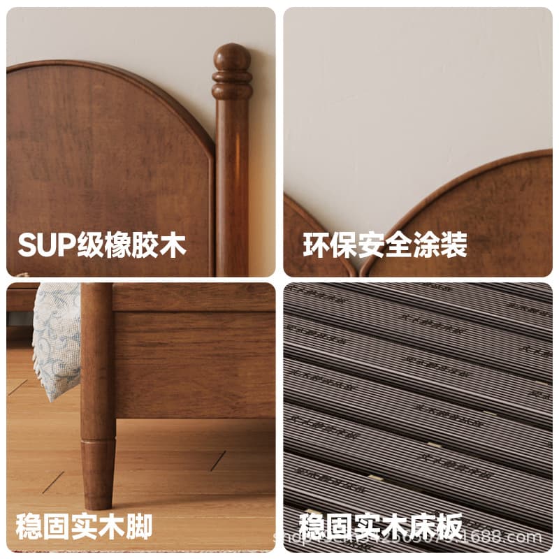 Double bed 2 meters 1 meter 8 Nordic modern simple 1.5 meters small apartment mid-century American retro master bedroom solid wood bed 3