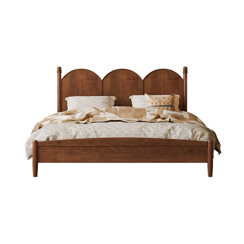 Double bed 2 meters 1 meter 8 Nordic modern simple 1.5 meters small apartment mid-century American retro master bedroom solid wood bed 5