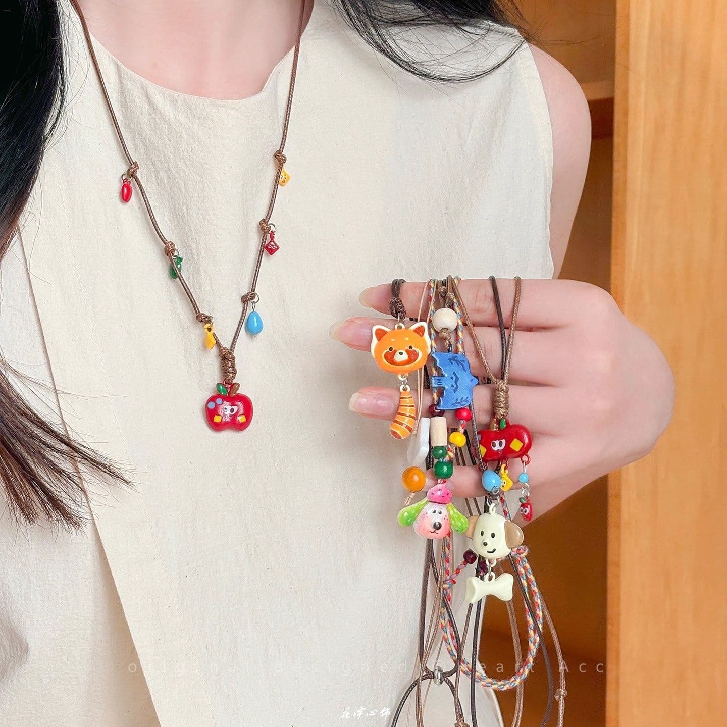 Apple, pendant, cute necklace, long design accessory, sweater, trend of season