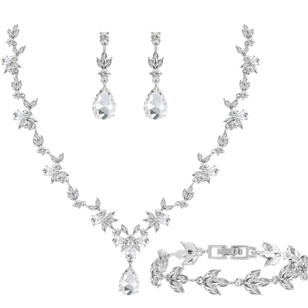 (Wholesale), necklace and earrings for bride, jewelry, golden accessory, Amazon, (Physicals), light luxury style 3