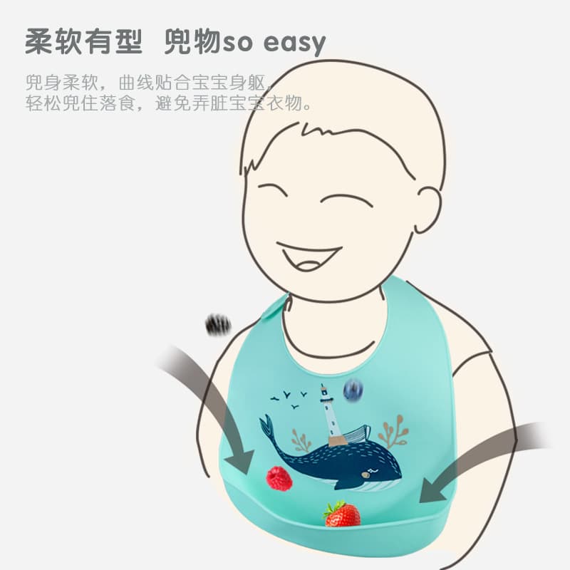 (Wholesale), children's silicone three dimensional waterproof eating bib, with pocket 3