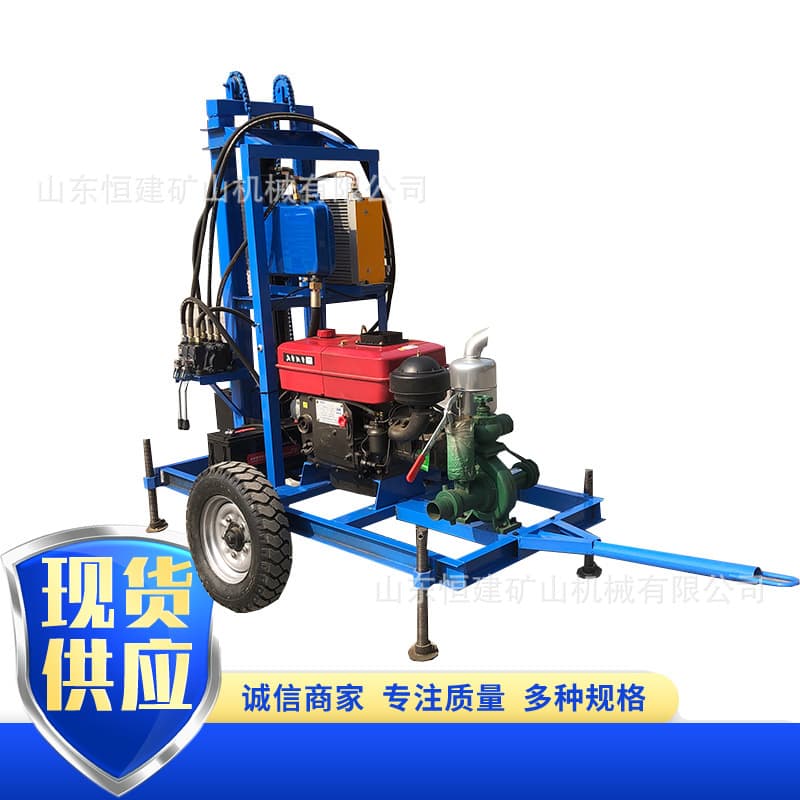 Small water well drilling rig 22 HP diesel hydraulic 150 meter well drilling rig farmland irrigation portable traction drilling rig 2