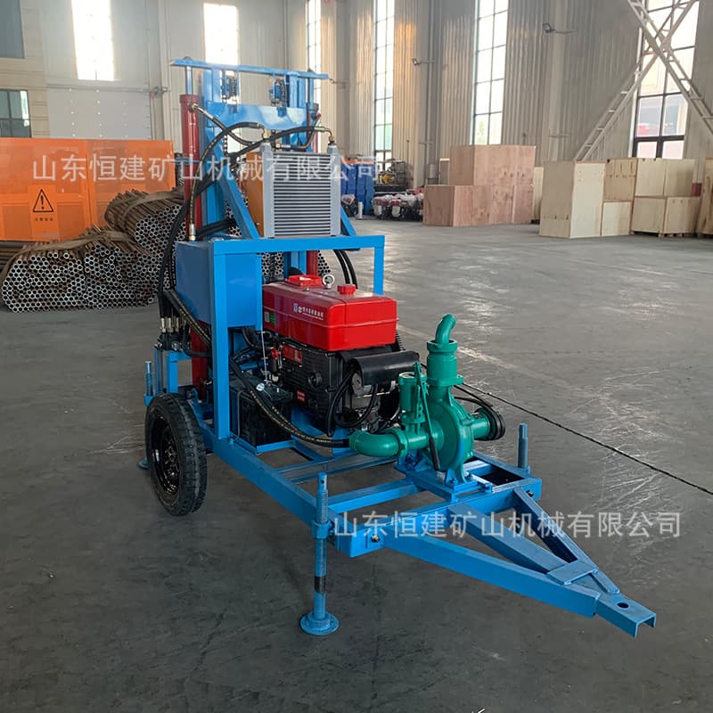 Small water well drilling rig 22 HP diesel hydraulic 150 meter well drilling rig farmland irrigation portable traction drilling rig 3