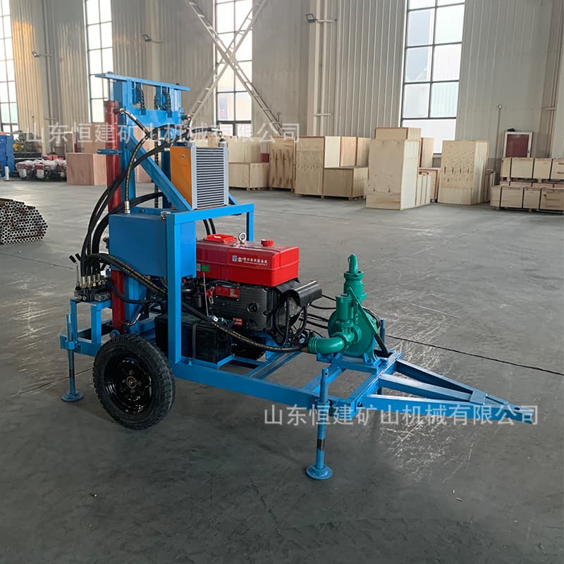 Small water well drilling rig 22 HP diesel hydraulic 150 meter well drilling rig farmland irrigation portable traction drilling rig 4