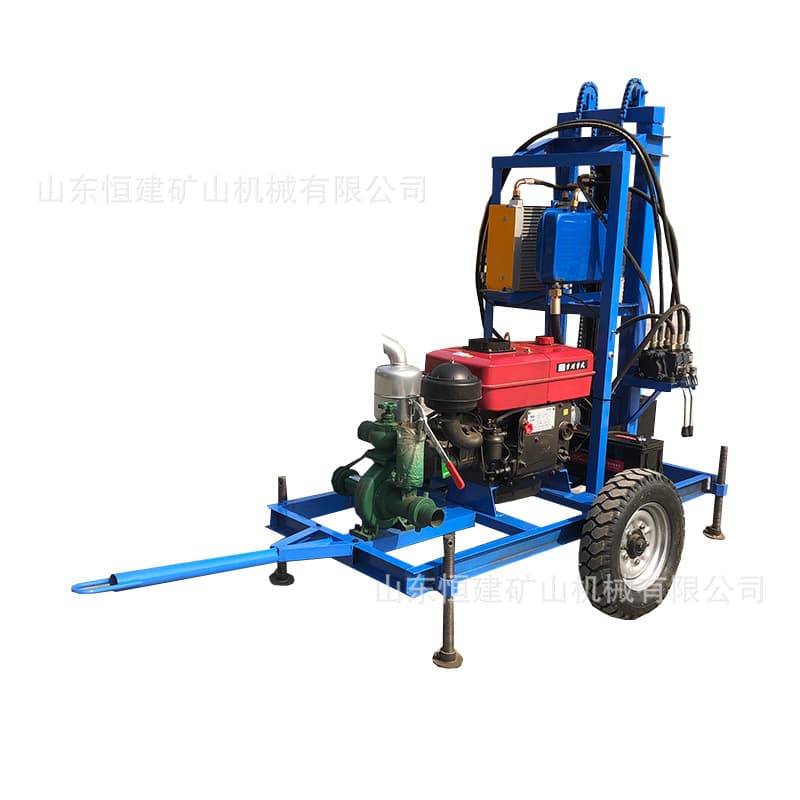 Small water well drilling rig 22 HP diesel hydraulic 150 meter well drilling rig farmland irrigation portable traction drilling rig 5