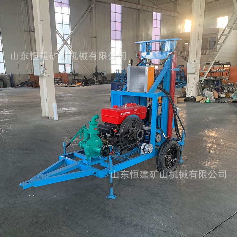 Small water well drilling rig 22 HP diesel hydraulic 150 meter well drilling rig farmland irrigation portable traction drilling rig 1