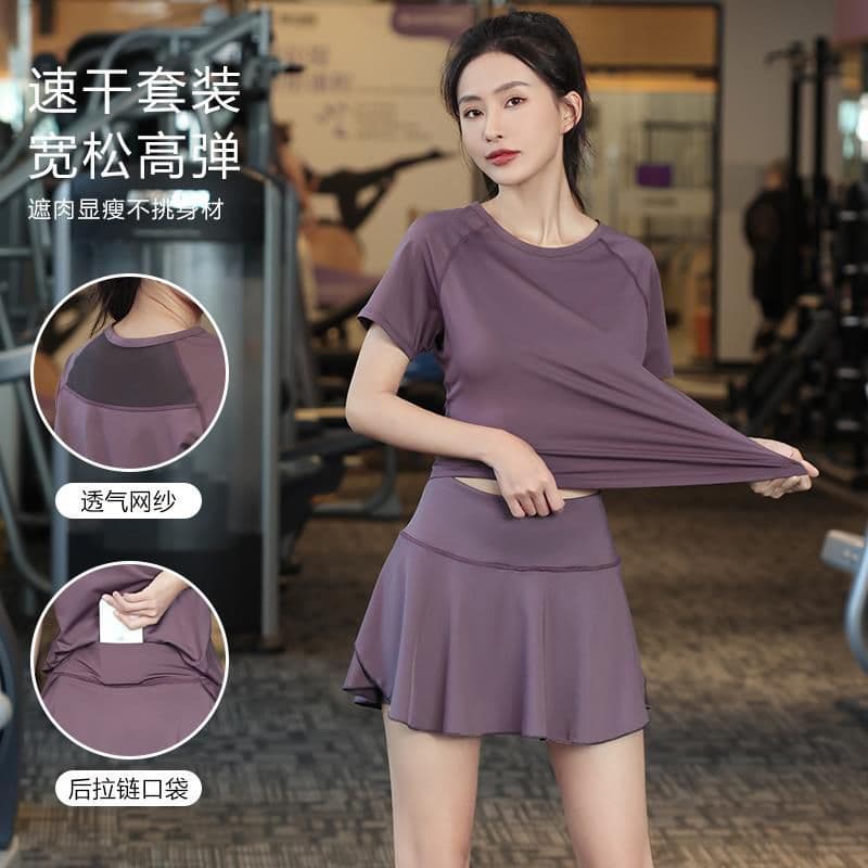 Summer yoga clothing, sports set for gym, breathable quick dry uniform for badminton, loose fit 1