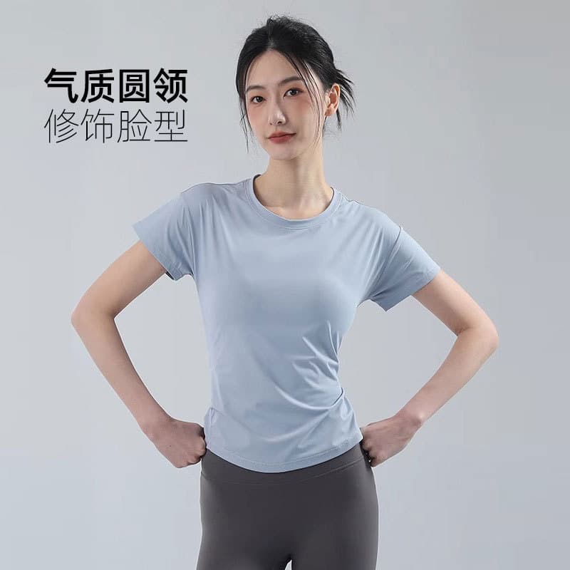 Summer yoga clothing, thin quick dry breathable sports T-shirt for gym, with short sleeve, for running 2