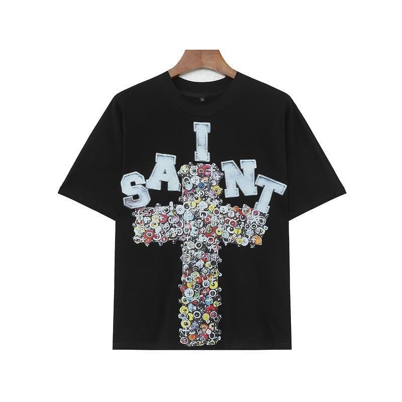 Saint Boxy Fit Cross Printed Oversized Short Sleeve Men's T-Shirt 2