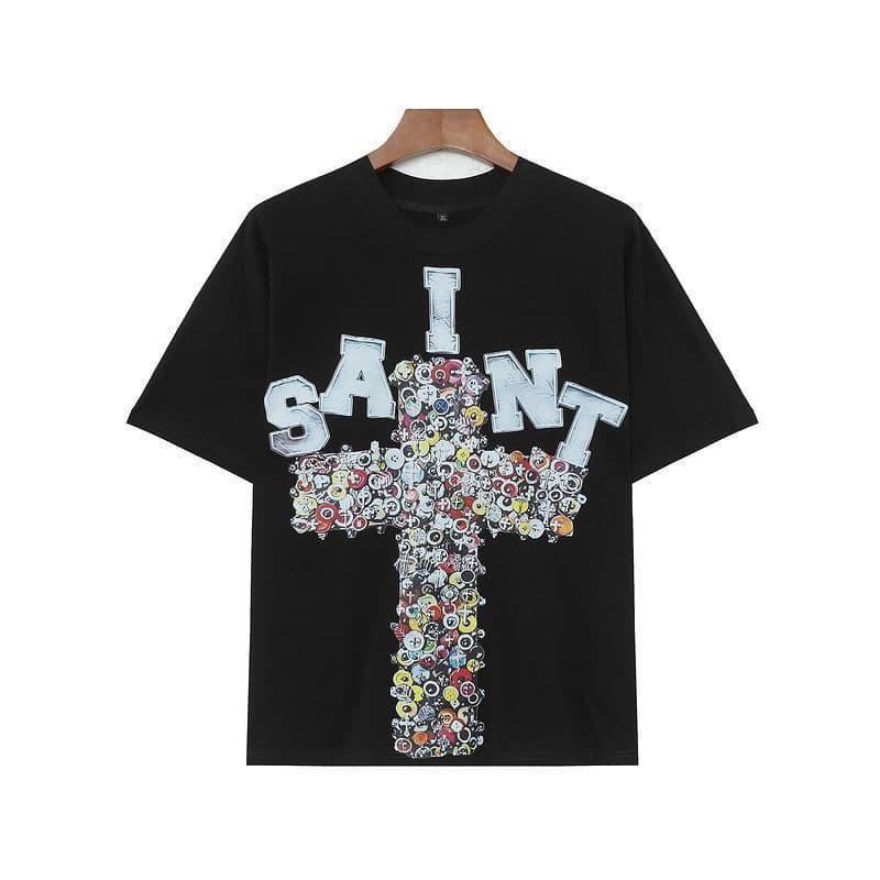 Saint Boxy Fit Cross Printed Oversized Short Sleeve Men's T-Shirt 1