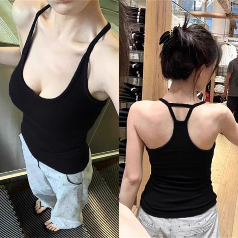 Sexy tank top, design top with cups, American style, trend of season, beautiful back 4