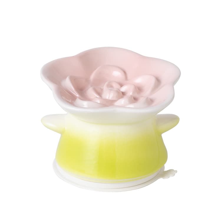 Flower ceramic pet bowl high-foot slow-food slanted neck protection cat dog slow-food bowl prevent choking food bowl prevent spitting food bowl 5