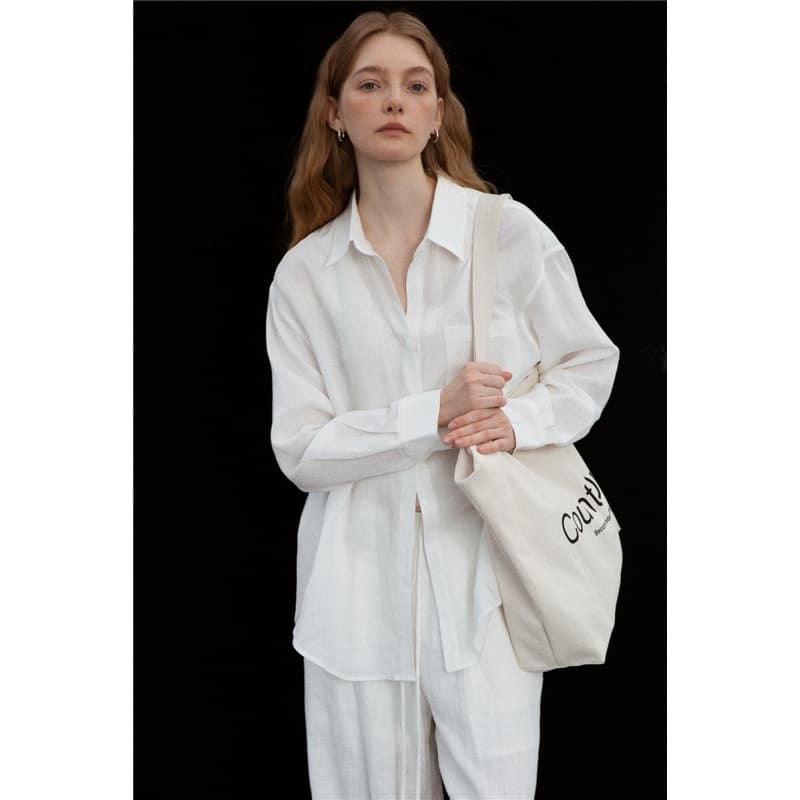 Summer universal minimalistic shirt, set, sun protection, cotton and linen 2