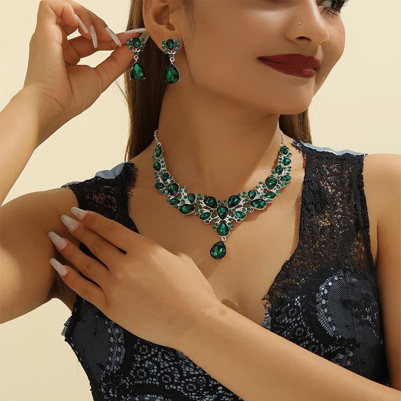 Necklace and bracelet for bride, chain, high-end set, jewelry, 3 piece set 4