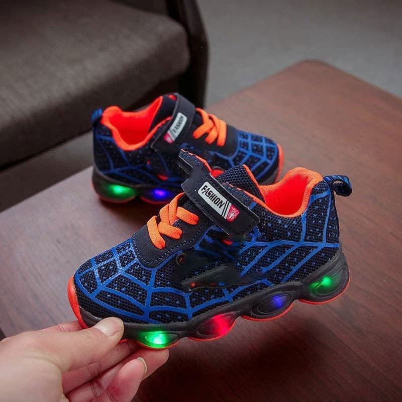 Fashionable soft-soled sneakers for children and adults aged 3-12 years old, baby boys' flashing shoes, LE D light-up sneakers, mesh 4