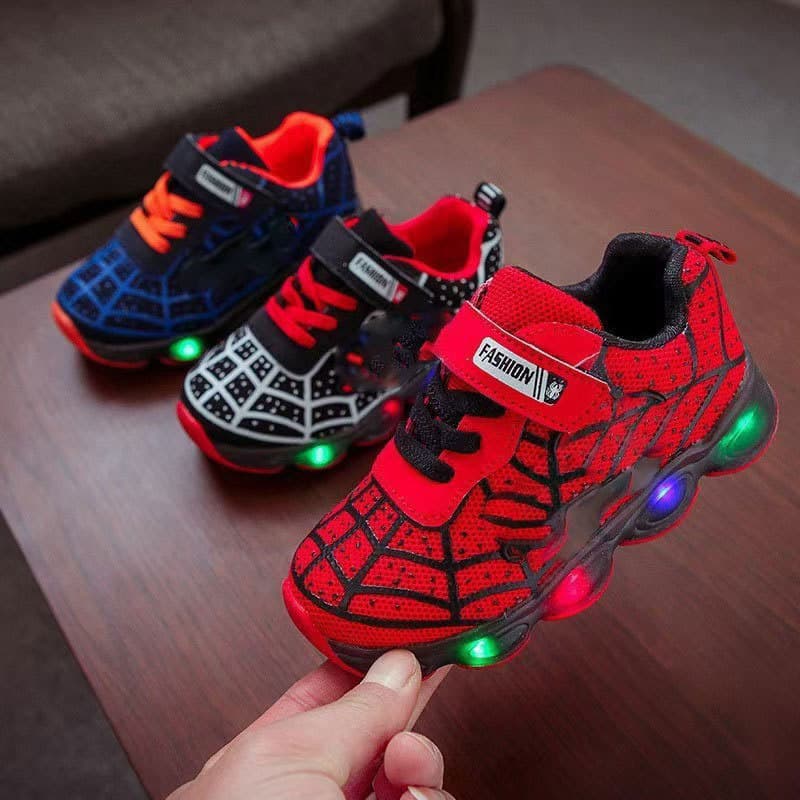 Fashionable soft-soled sneakers for children and adults aged 3-12 years old, baby boys' flashing shoes, LE D light-up sneakers, mesh 1