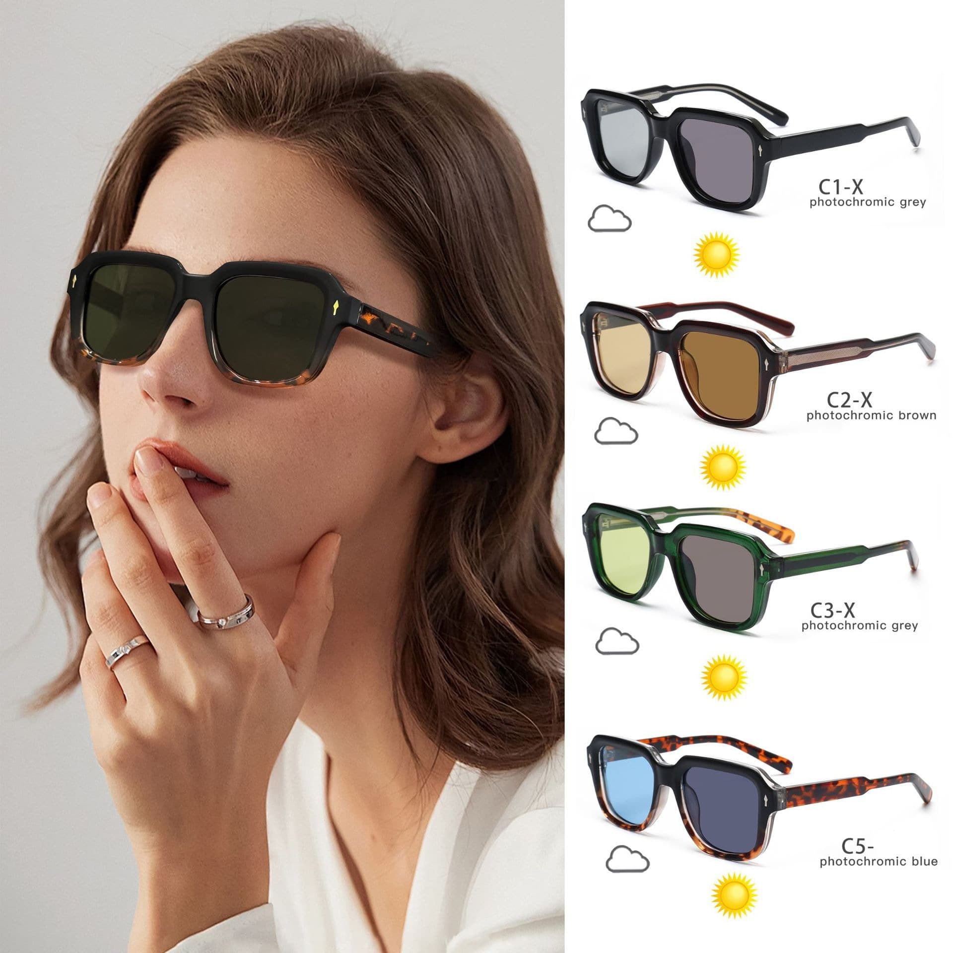 Fashionable square sunglasses, European style 2