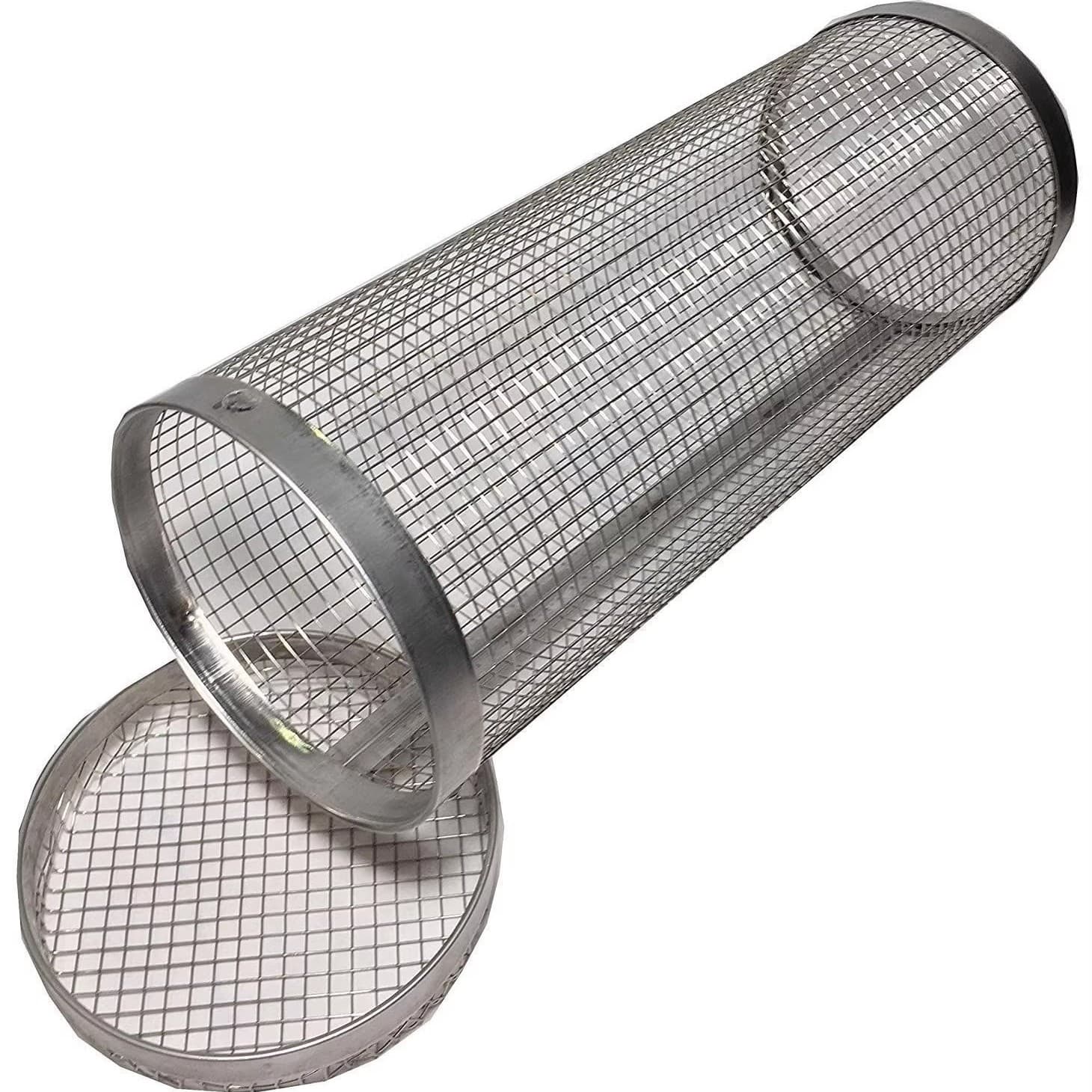 Cylindrical rotating barbecue cage with wooden handle, outdoor picnic BBQ grill net, stainless steel portable rolling barbecue grill 5