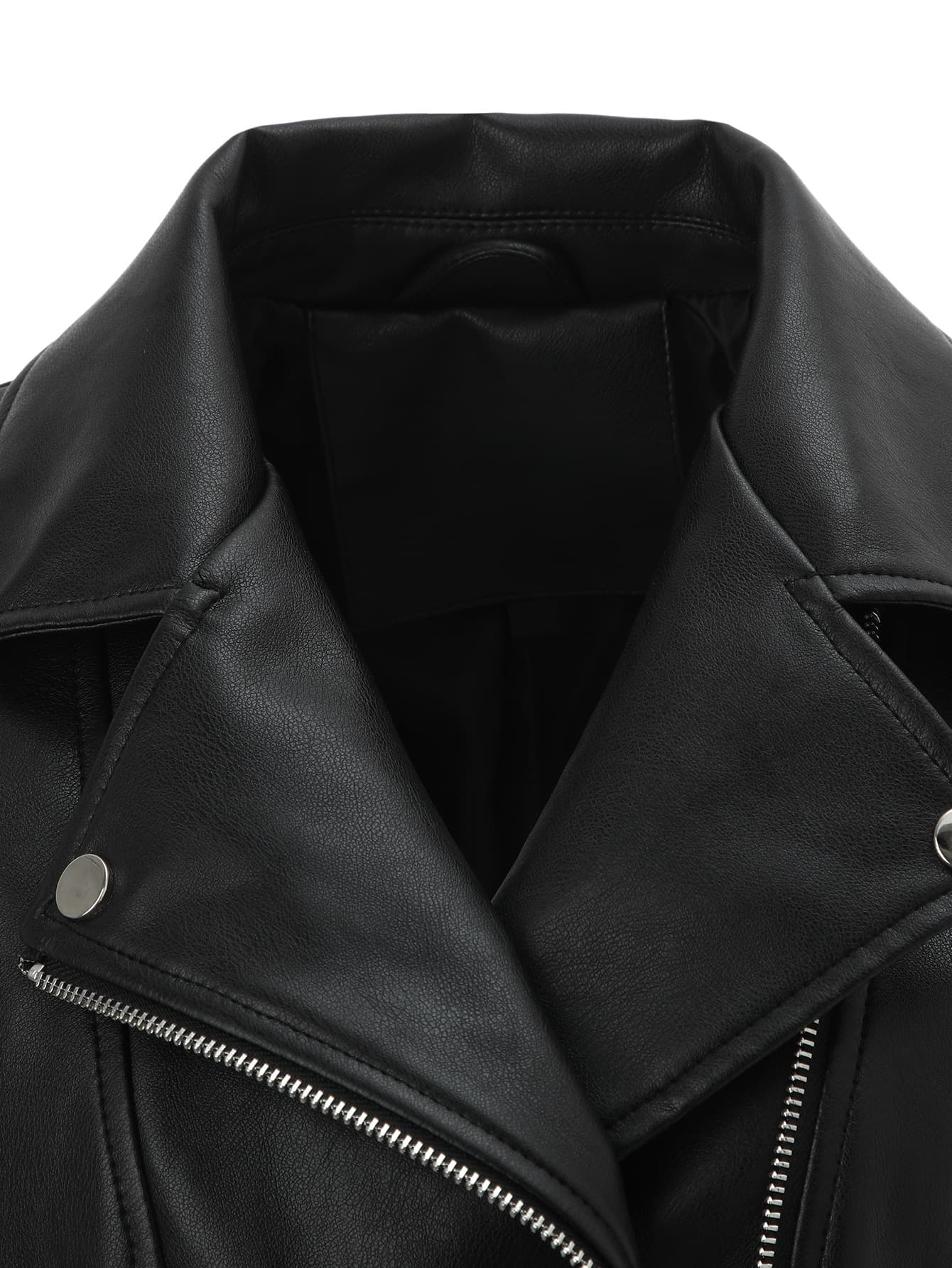 Cross-border women's PU leather jacket European and American motorcycle style lapel waist jacket Women's jacket 4