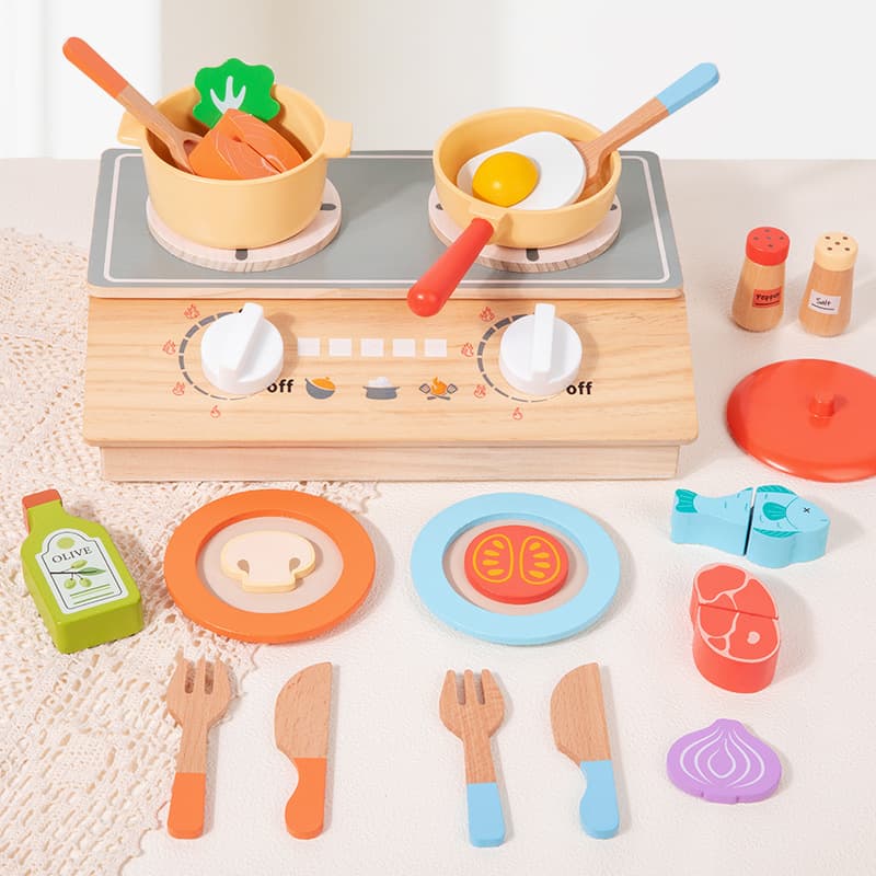 Wooden realistic family toy Montessori for baby for cutting, early education