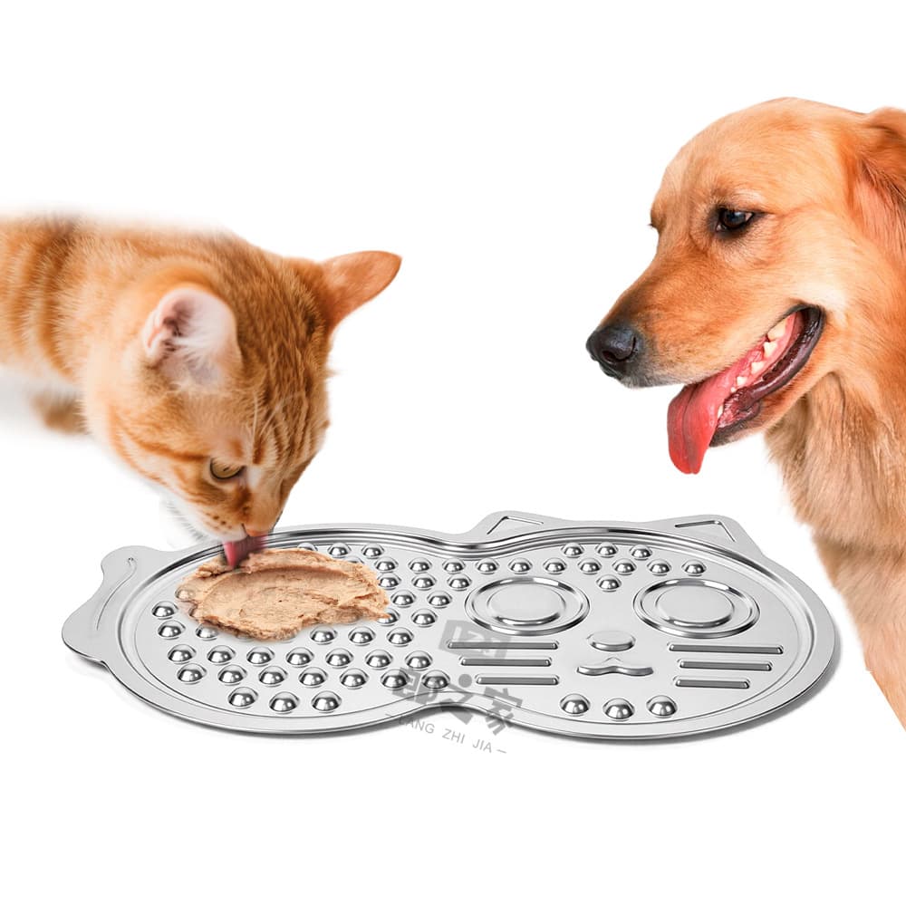 Pet stainless steel licking mat, large dog slow-feeding pad, cat golden retriever slow-feeding basin, anti-choking cat and dog pet licking pad 2