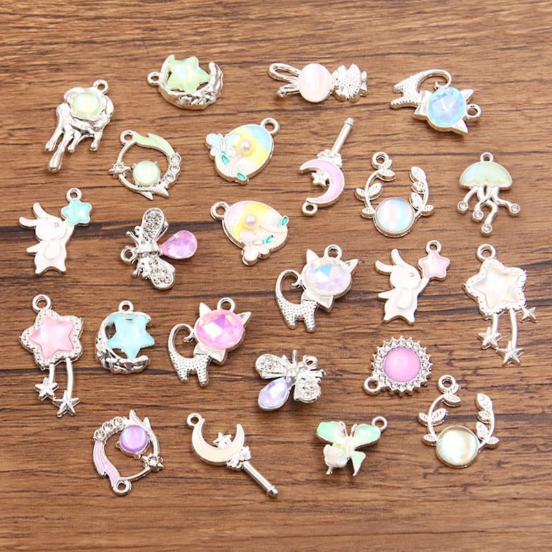 Jewelry with accessories, pendant, rabbit, DIY, flowered 2