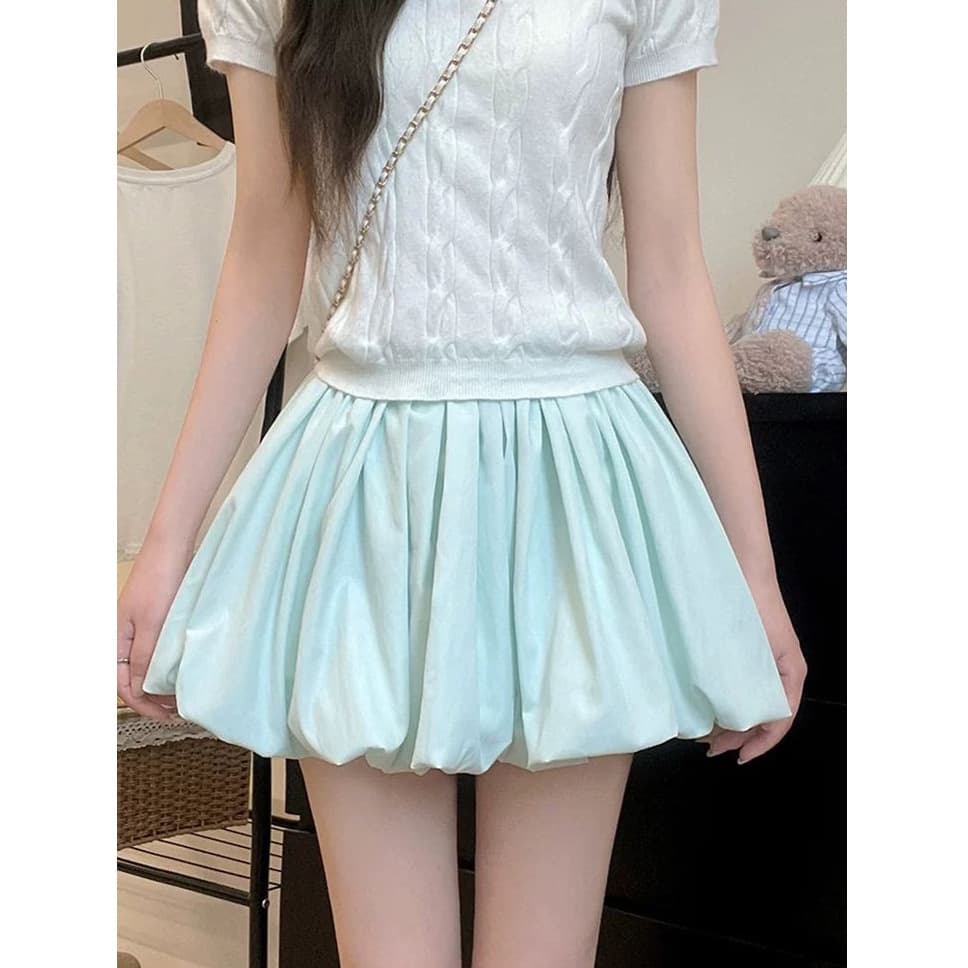 Red summer skirt, fitted brace, mini-skirt 5