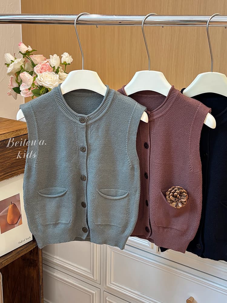Children's knitted vest, demi-season down jacket, cardigan for leisure 3