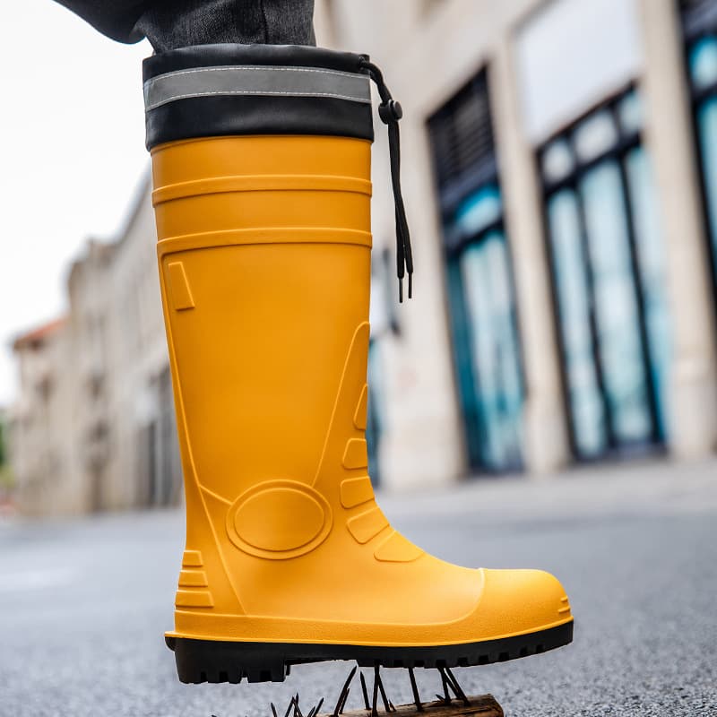 Beam type steel toe rain boots, anti-smash and anti-stab steel plate rain boots, high tube, thickened, wear-resistant, anti-snake bite, wild fishing safety rubber shoes 3