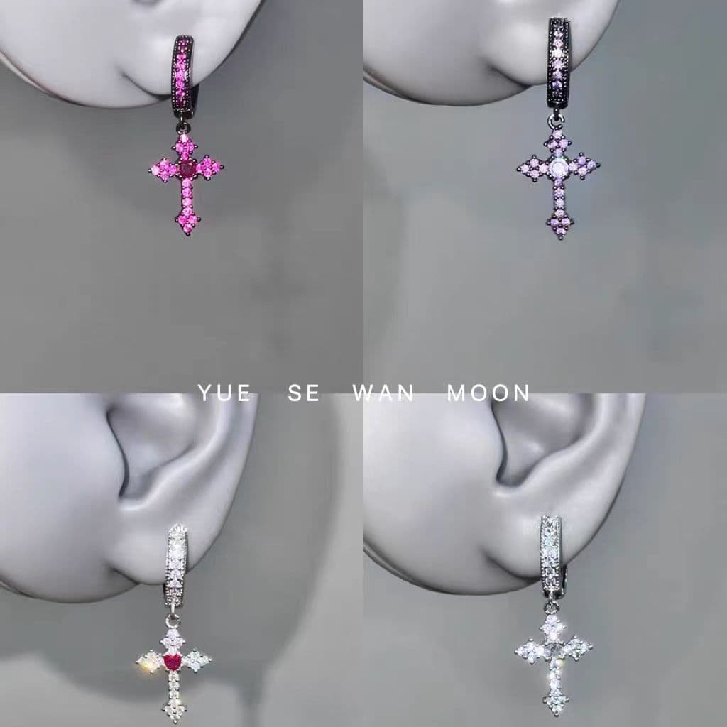 Small design fashionable universal earrings with zircon, Japanese and Korean 3