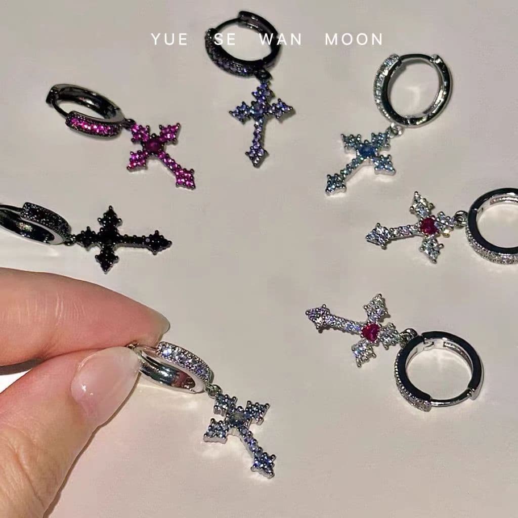 Small design fashionable universal earrings with zircon, Japanese and Korean 5