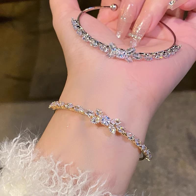 Women's bracelet with bow, silver bracelet with zircon, sophisticated accessory, high-quality style, light luxury style 2