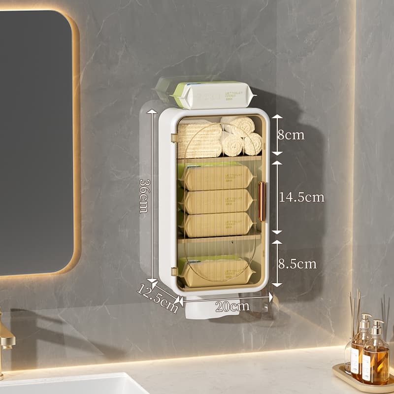 Carefully selected punch-free wall-mounted bathroom storage cabinet magnetic dust-proof storage shower room storage box wall-mounted storage box 9