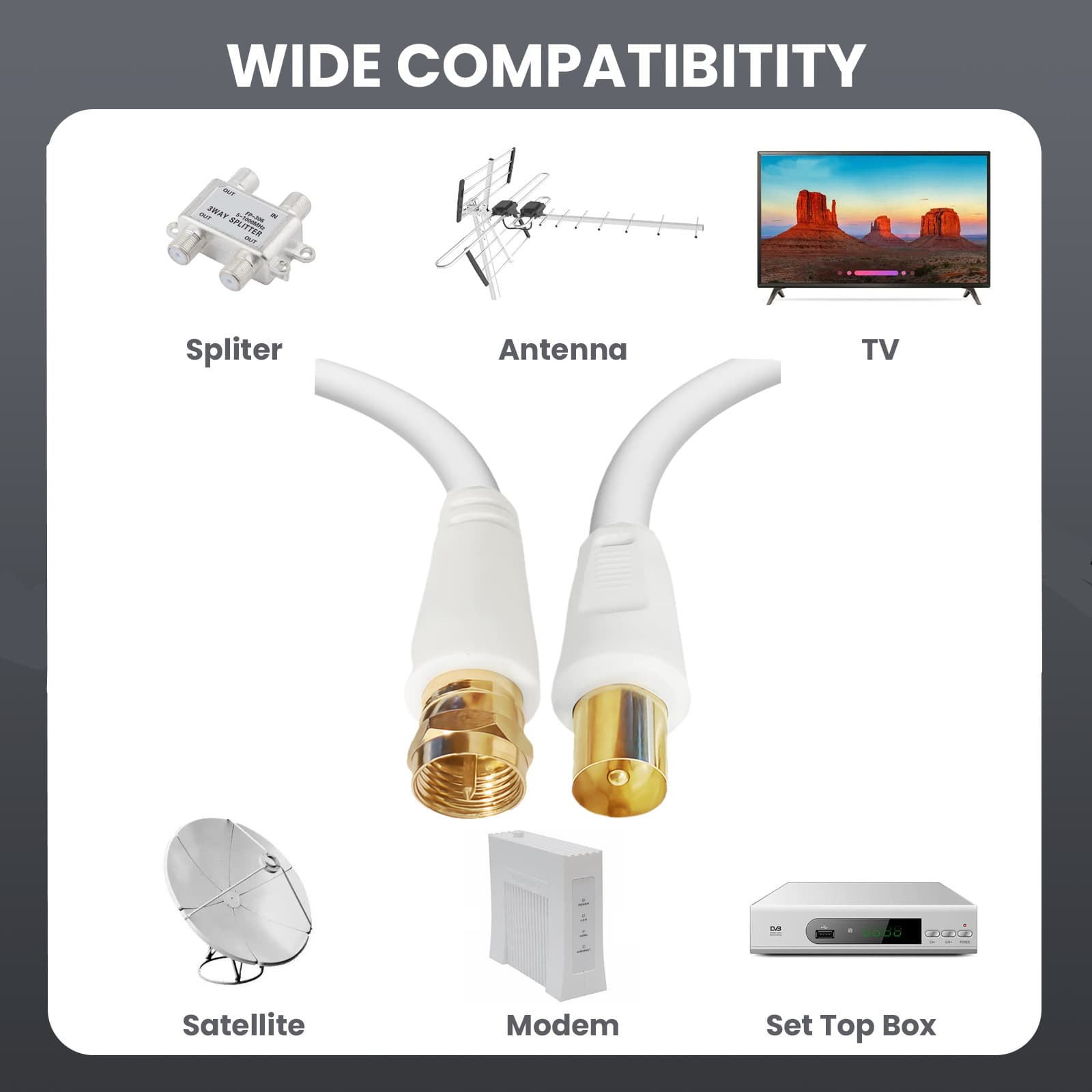 Coaxial TV Cable F Connector 9.5 RF Connector High Definition 3