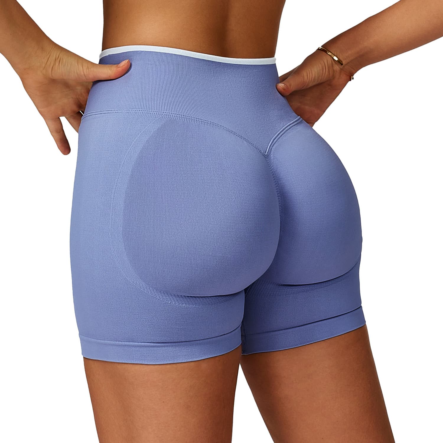 (Cross-border trading), shorts for yoga, colored tape, trousers for gym, European style, high waist, tight, for running 5