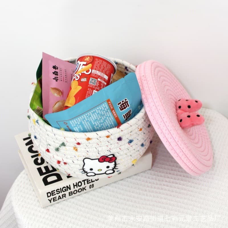 Pink and white cute cat household daily necessities cosmetics storage box desk desktop small sundry storage box 2
