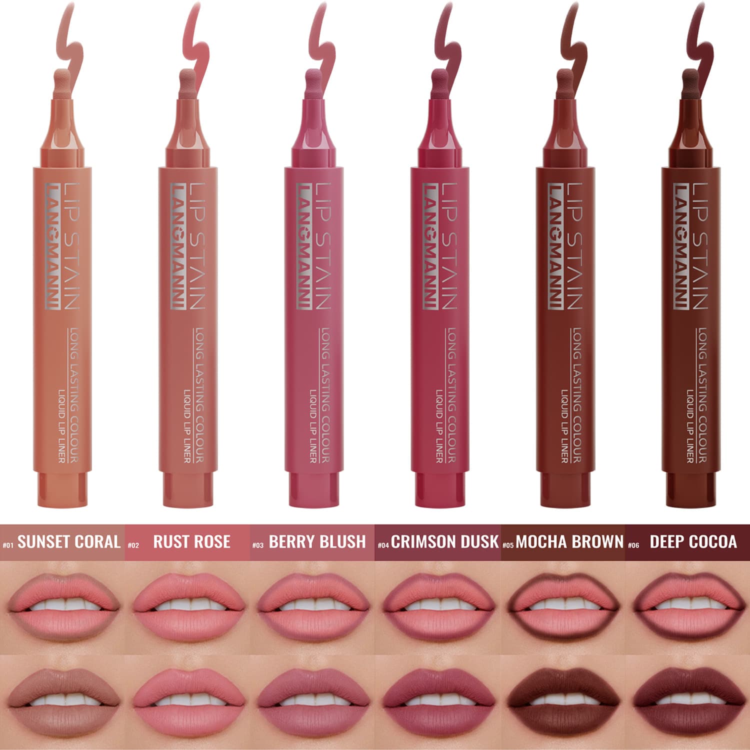 LANGMANNI Lip pencil, lip gloss, six colors