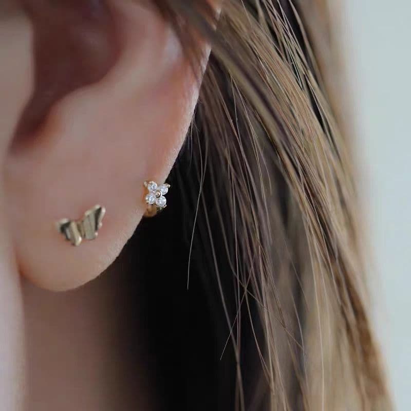 Fashionable earrings with zircon, trend set, European style, four-leaf clover, simple and elegant design, 3 piece set 4
